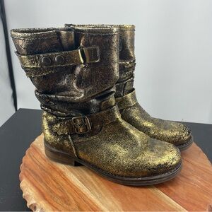 Eric Michael Gold Metallic Laguna Boots Sz 37 6.5-7